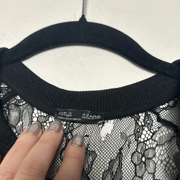 Feminine Fun Zara Zip Up Lace Bomber Jacket Size Small - Picture 4 of 6